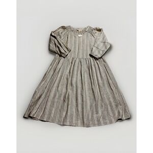 Linda Anderson Dress Women Sm Tan Linen Blend NEW‎ Smocked Beach Cottage Peasant